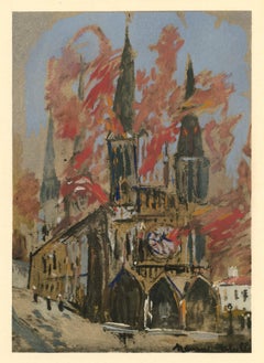 "La Cathedrale en flammes" pochoir