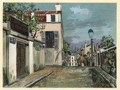 Antique "La rue du Mont-Cenis" pochoir
