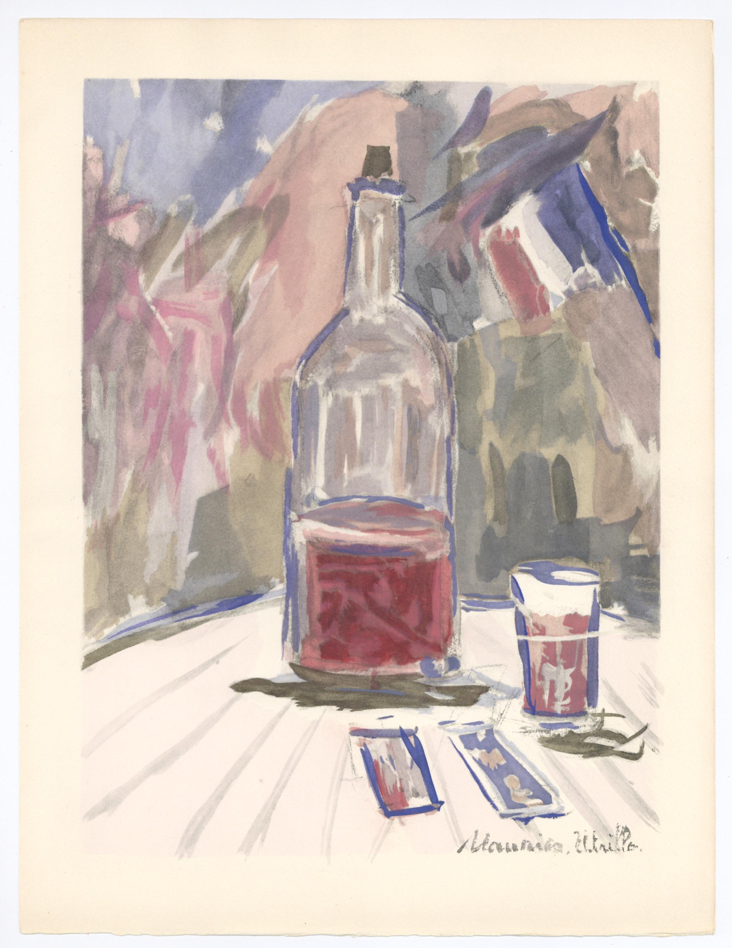 "Vin d'honneur" pochoir - Print by (after) Maurice Utrillo