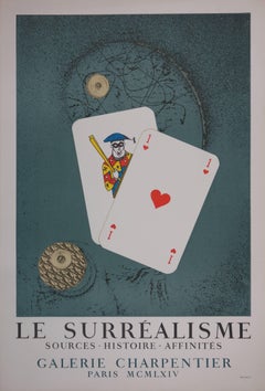 Lithograph poster for "Le Surrealisme" featuring Playing Cards by Max Ernst