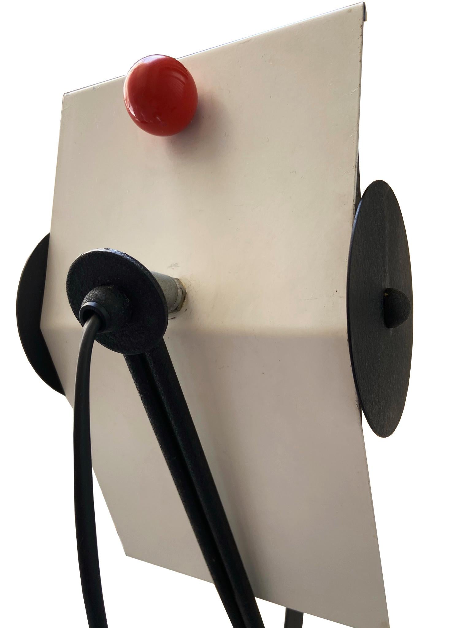Mid-Century Modern After Memphis Style Red and Black Metal Italian Floor Lamp, Italy, 1980