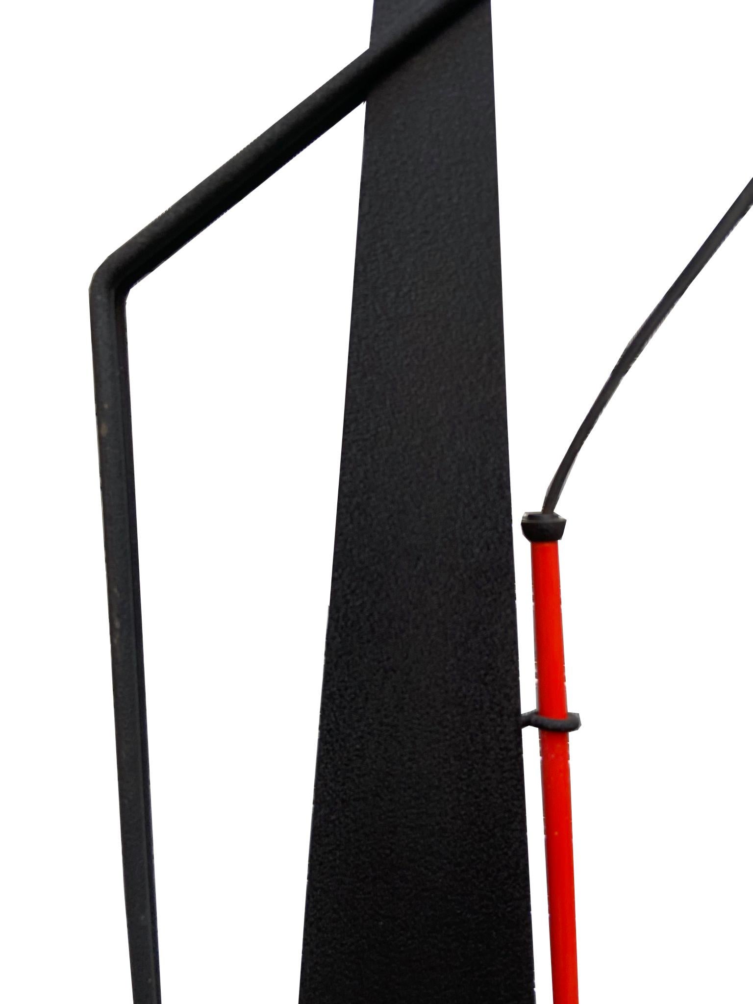 After Memphis Style Red and Black Metal Italian Floor Lamp, Italy, 1980 2