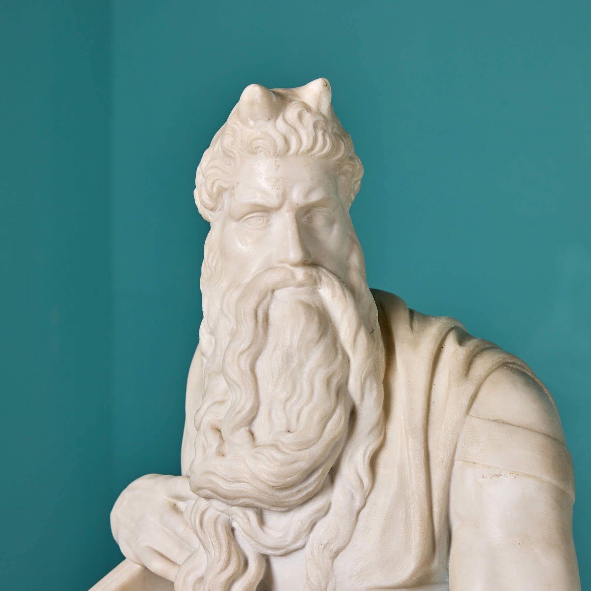 Renaissance D'après la sculpture de Moïse en marbre statuaire blanc de Michel-Ange en vente