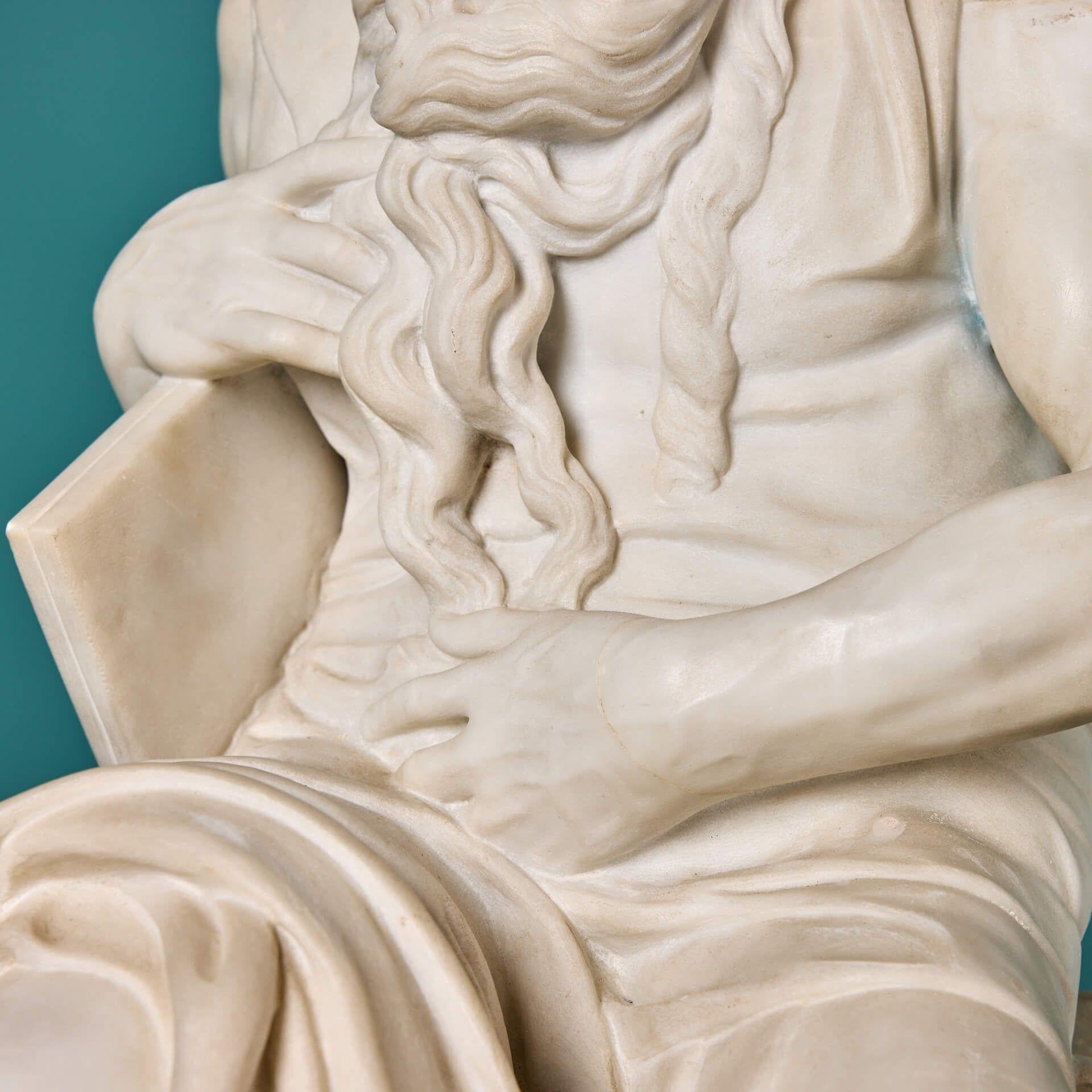 italien D'après la sculpture de Moïse en marbre statuaire blanc de Michel-Ange en vente