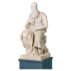 After Michelangelo White Statuary Marble Sculpture of Moses