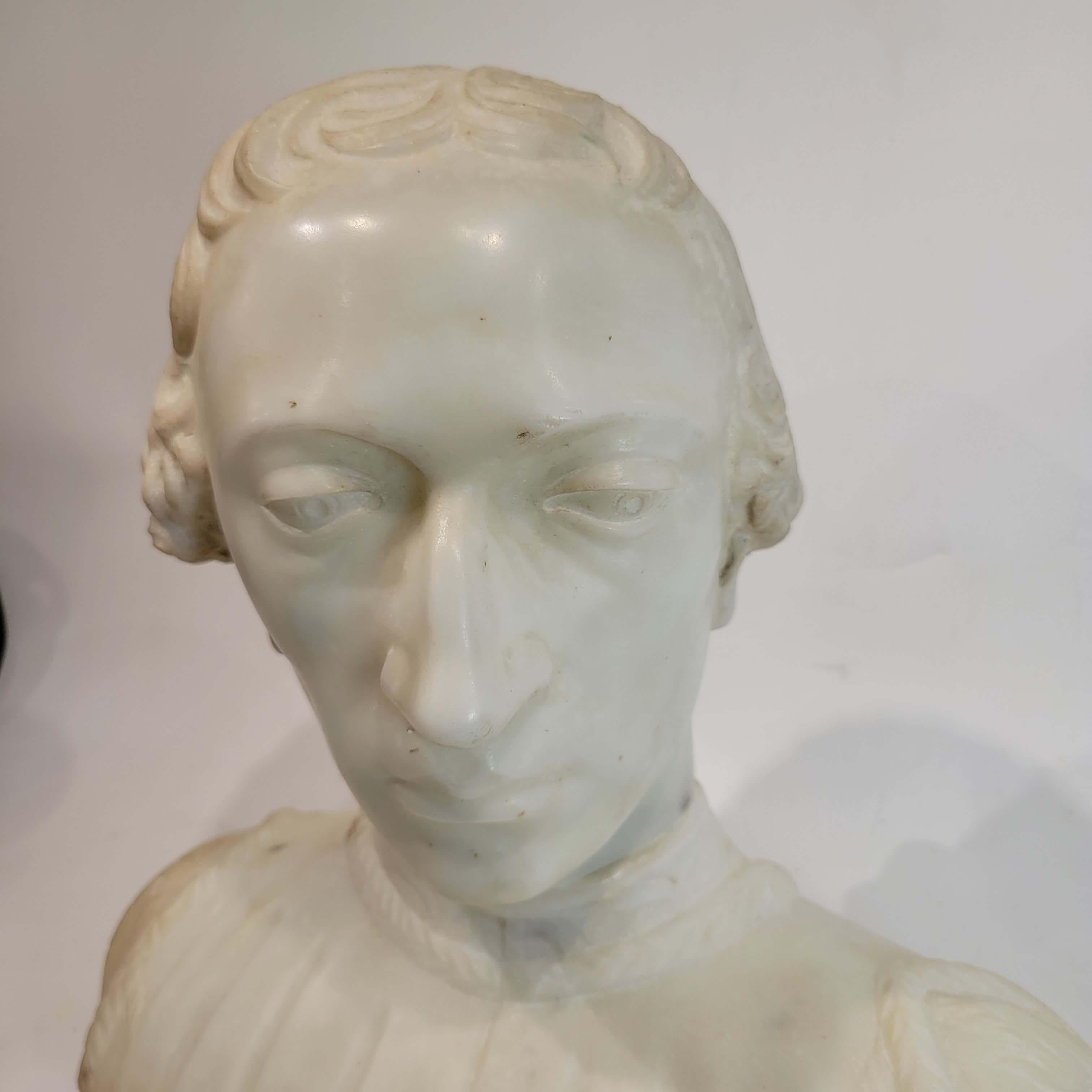 Hand-Carved After Mino Da Fiesole, Italian, Marble Bust of Rinaldo Della Luna For Sale