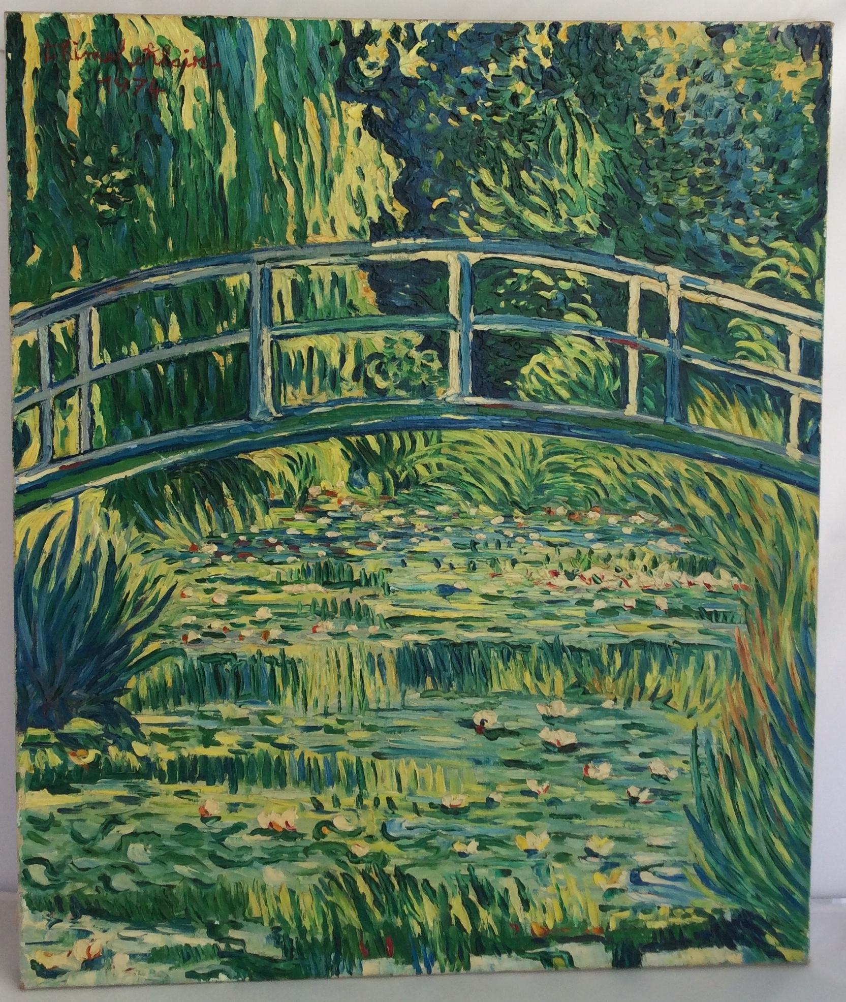 Beautiful original oil on canvas after Monet's Water Lillies. Painted by very talented artist Alain Thimel, titled 