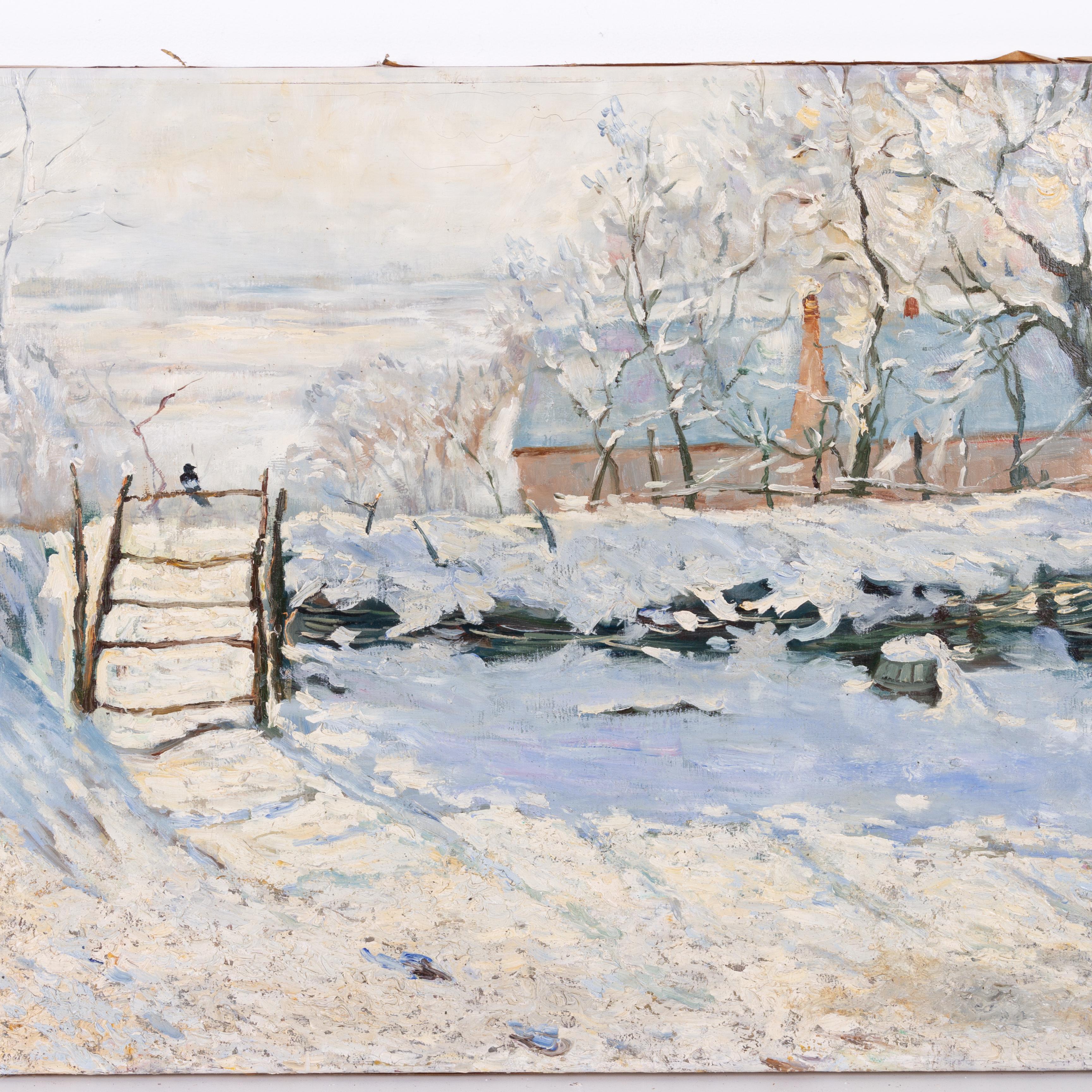 In gutem Zustand
Aus einer privaten Sammlung
Kostenloser internationaler Versand
Nach Monet Winterlandschaft, Ölgemälde
