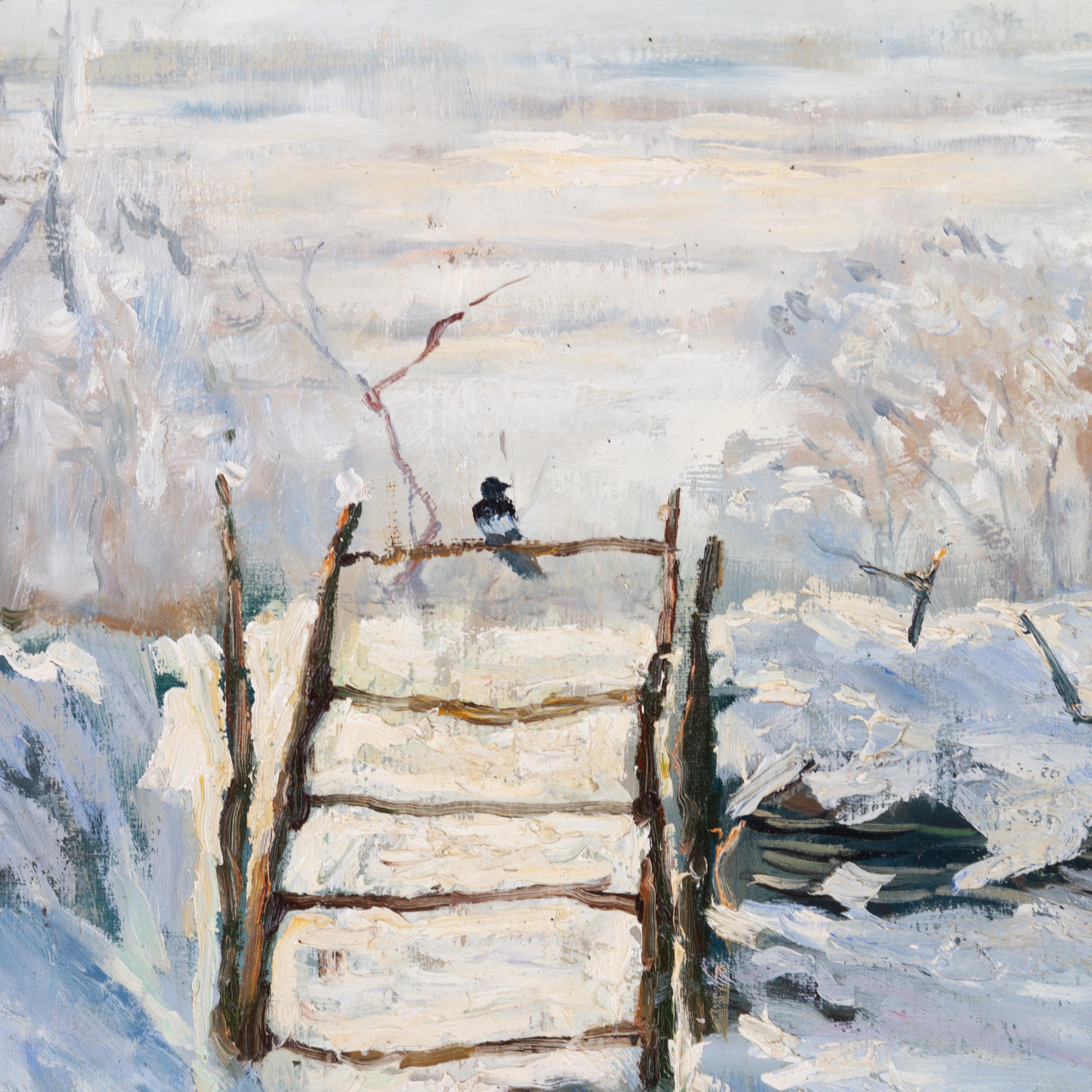 Nach Monet Winterlandschaft, Ölgemälde im Zustand „Gut“ in Nottingham, GB