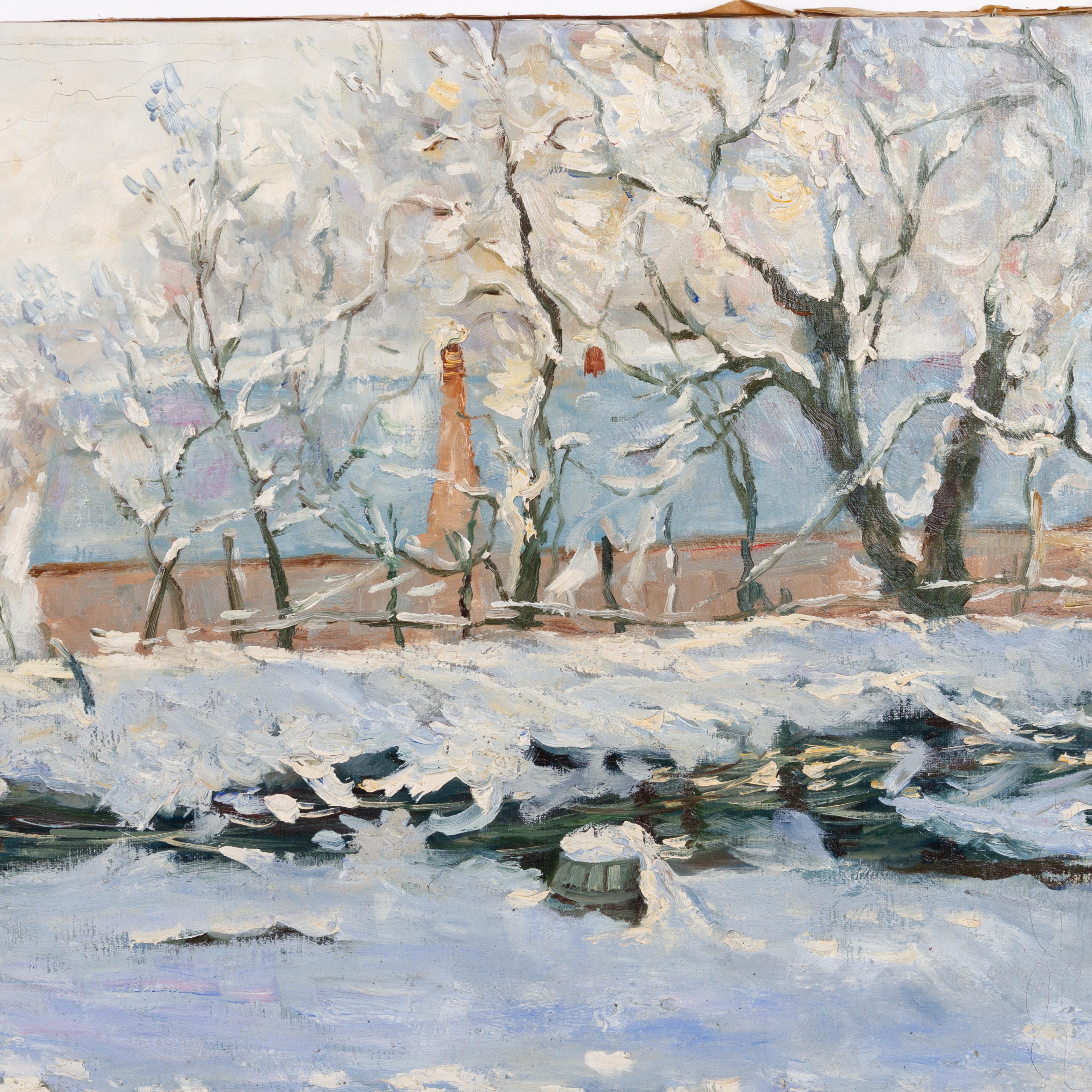 Nach Monet Winterlandschaft, Ölgemälde (20. Jahrhundert)