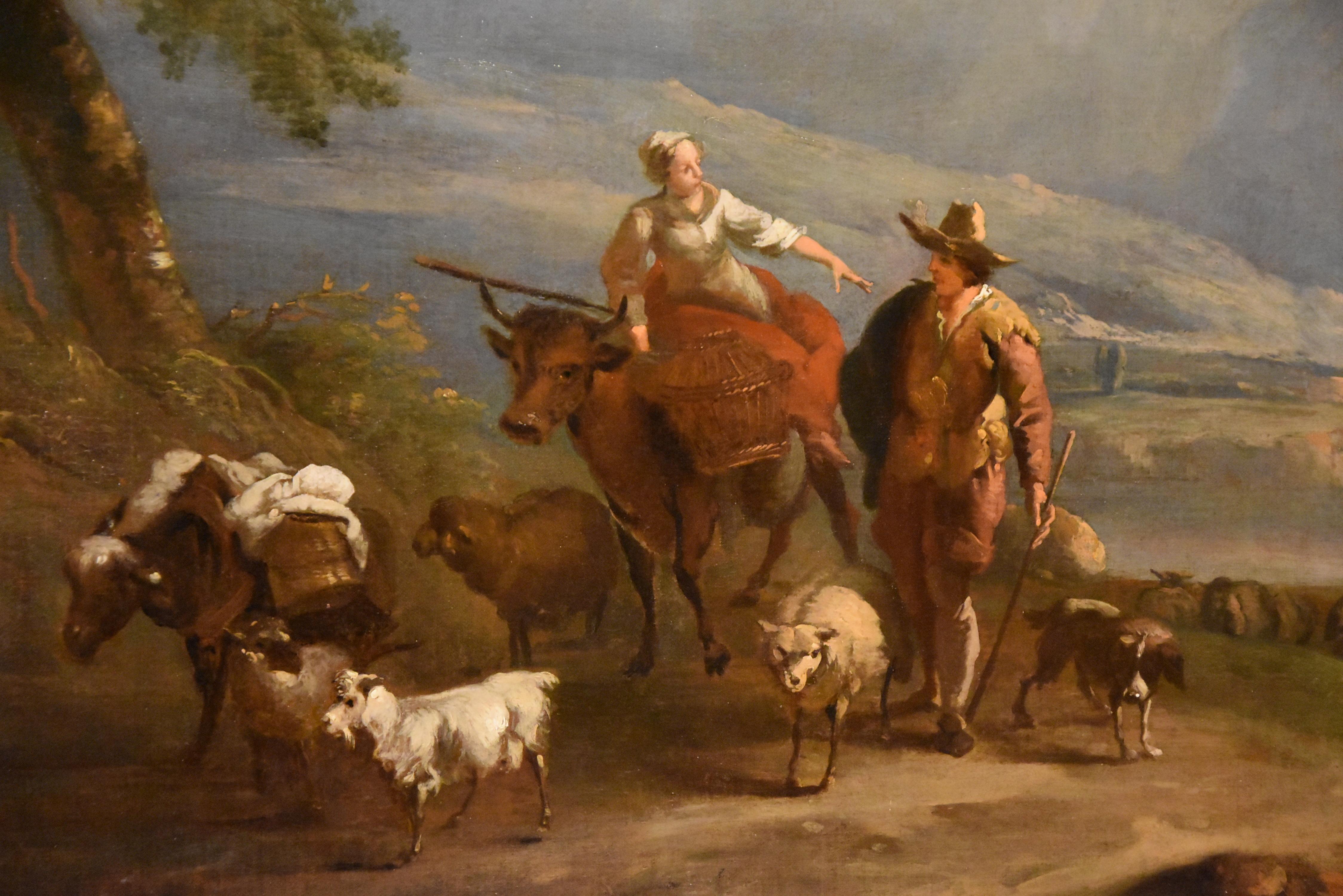 Peinture à l'huile par cercle de Nicolaes Berchem « Off to Market » en vente 1