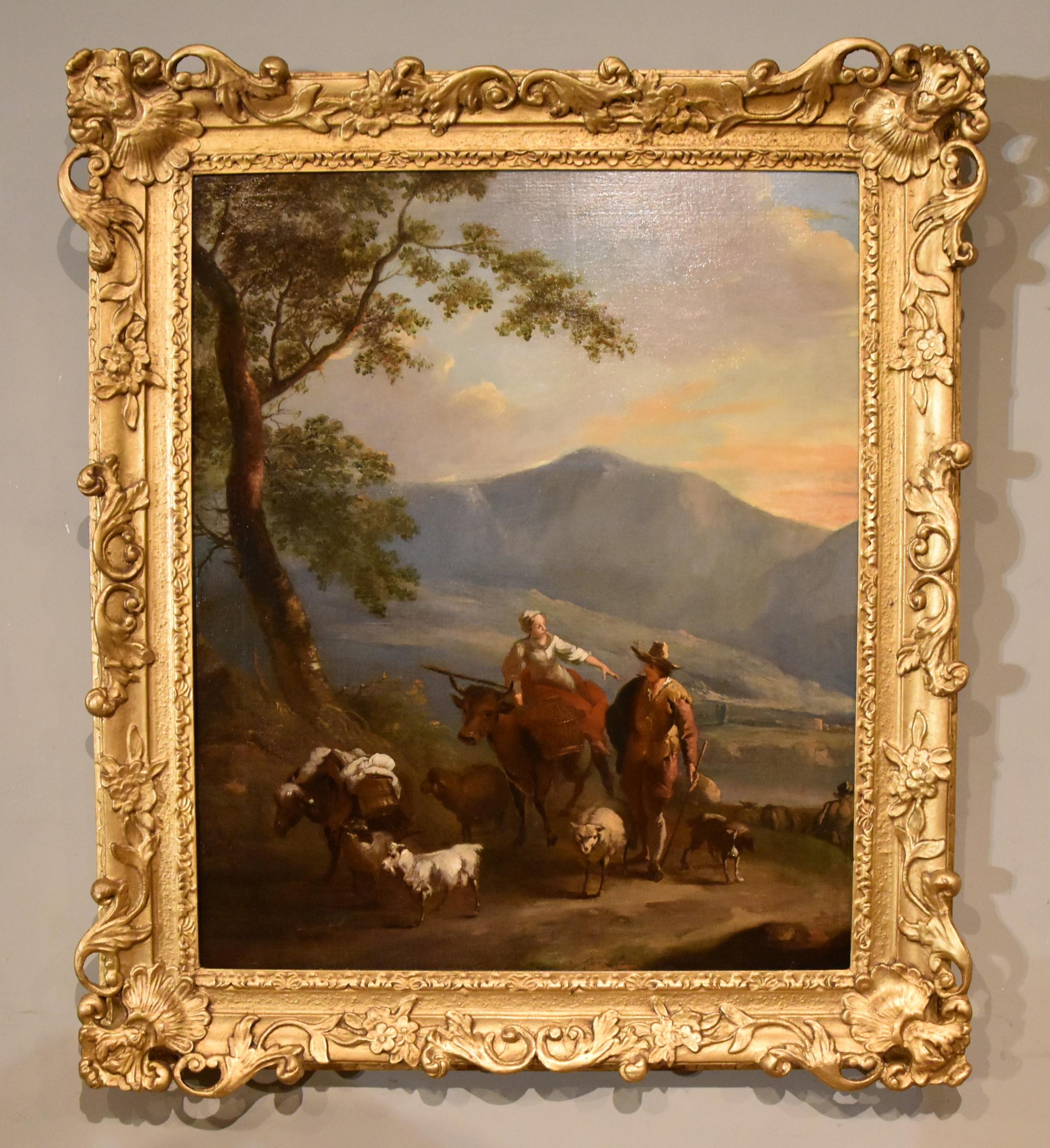(After) Nicolaes Berchem Landscape Painting - Oil Painting by circle of Nicolaes Berchem "Off to Market"
