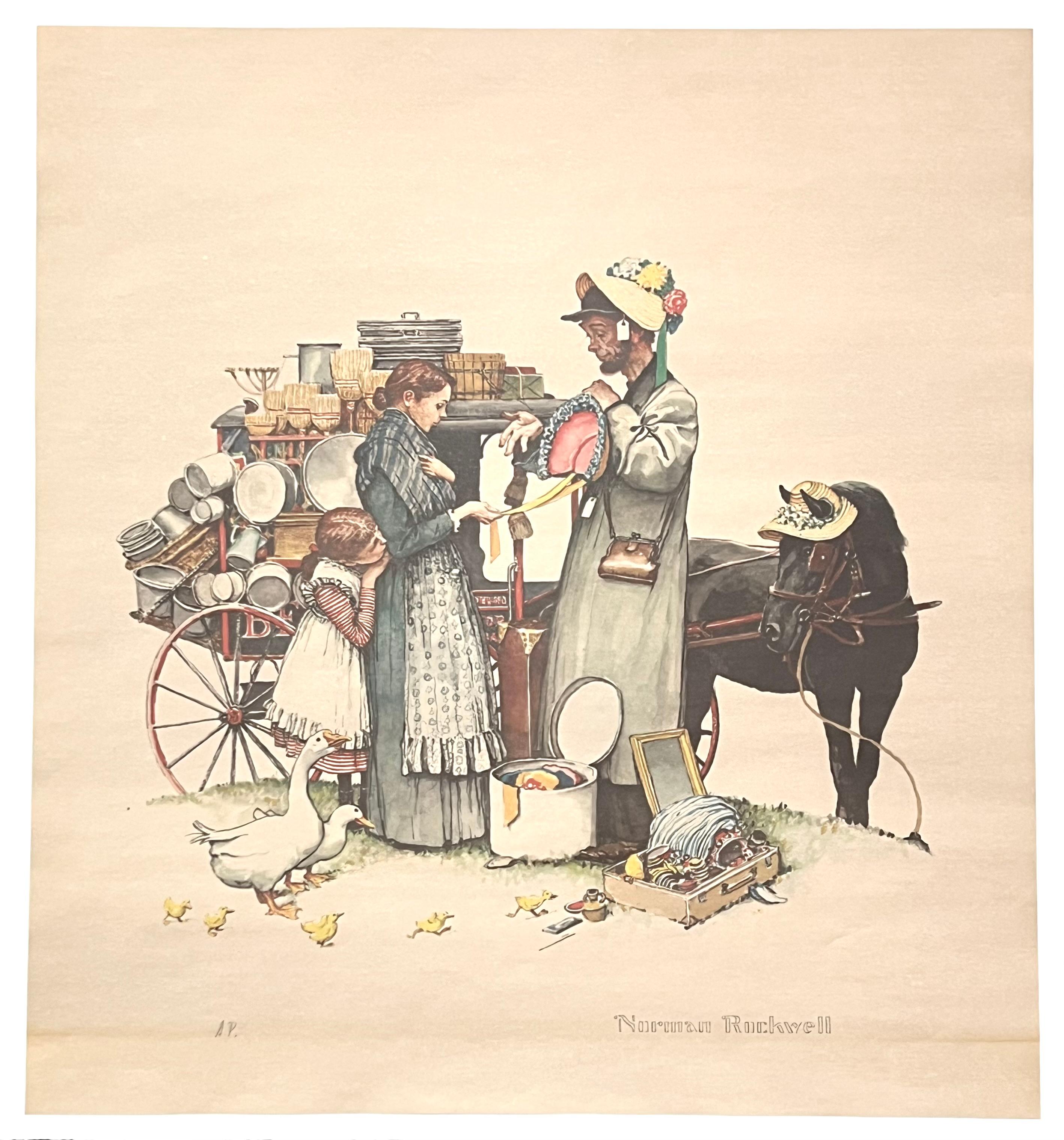 "A Country Peddler" - Print by After Norman Rockwell