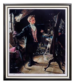 Norman Rockwell Color Lithograph Hand SIGNED Illustration Top Hat Children Art