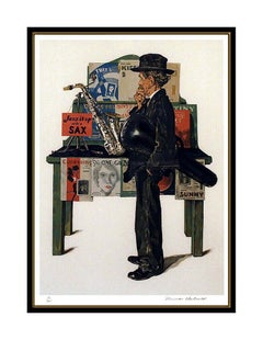 Norman Rockwell Jazz It Up Lithograph Hand Signed Saturday Evening Post Art SBO