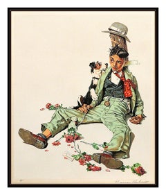 Norman Rockwell Rejected Suitor Hand Signed Color Lithograph Illustration Art