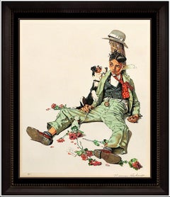 Norman Rockwell Rejected Suitor Hand Signed Color Lithograph Illustration Art