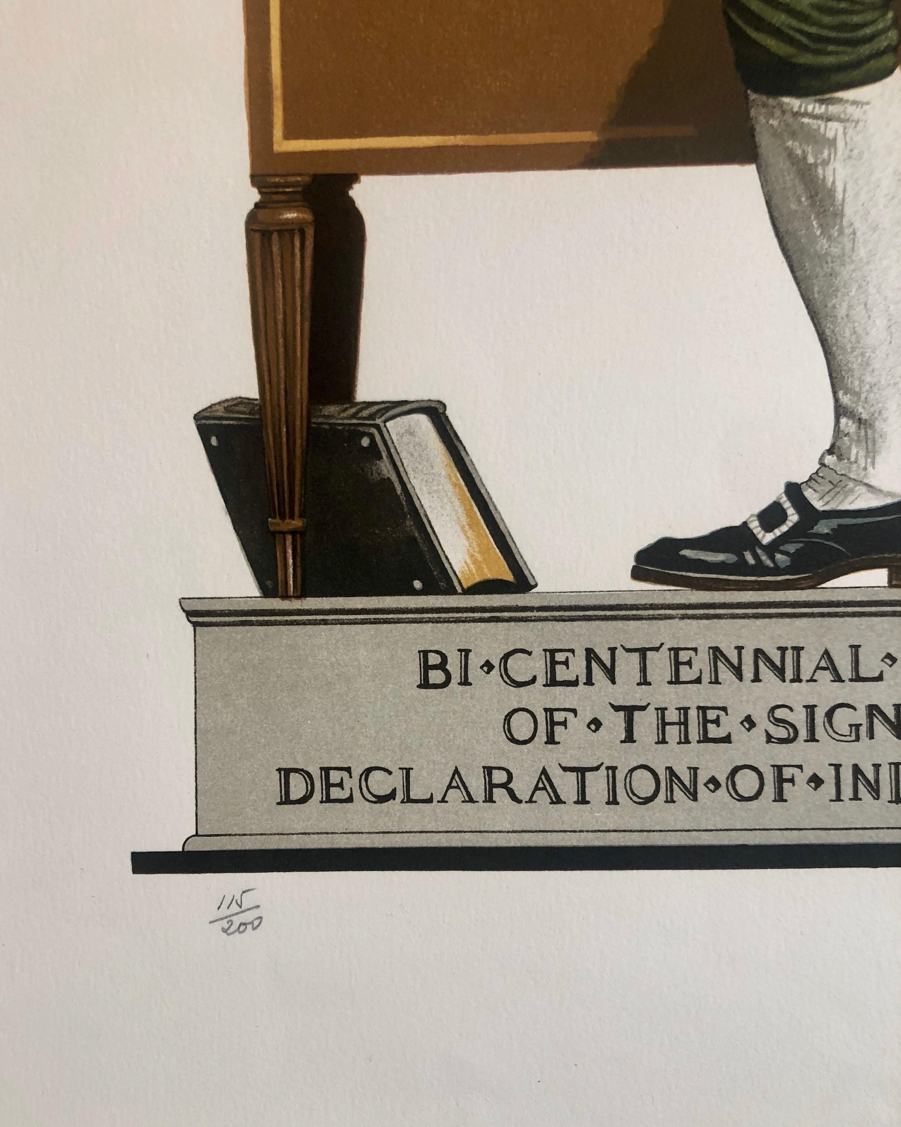 Litografia originale Benjamin Franklin, Dichiarazione di Indipendenza Arte Americana 2