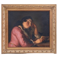 Antique After P. Rotari 'Portrait of a Girl Reading' 19 C.