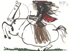 Équestre-10,5" x 14.25"-Lithographie-1959-Cubisme-horse