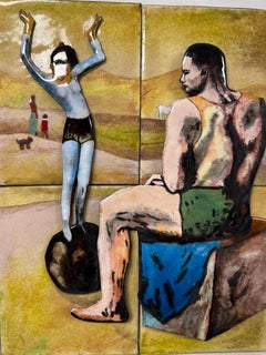 After Pablo Picasso "Acrobat on a Ball" 3d Enamel on Copper Plate