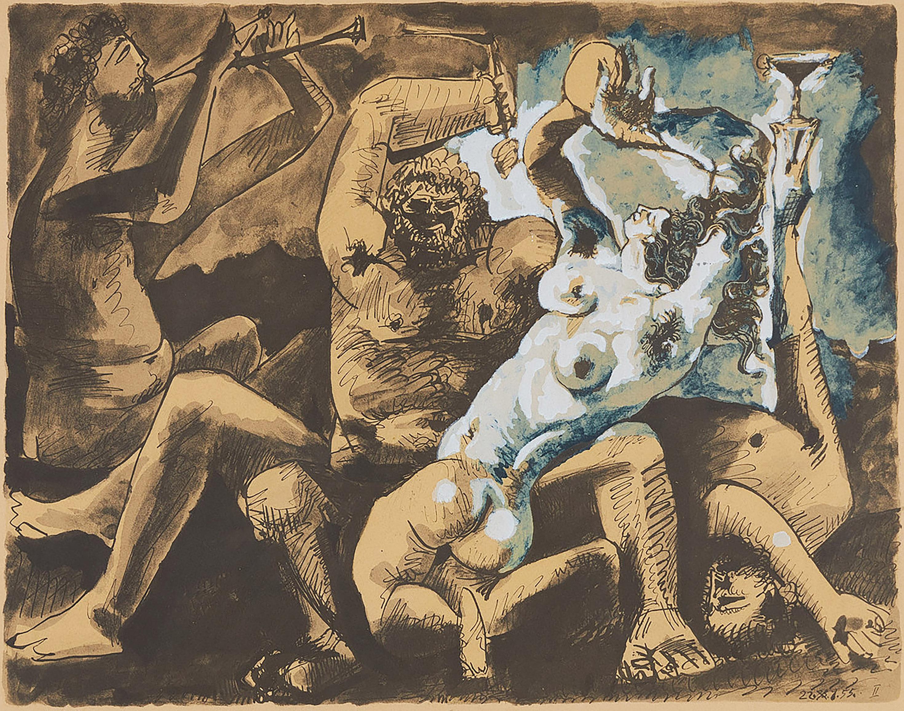 Spanish After Pablo Picasso, Bacchanale II, 1955 For Sale