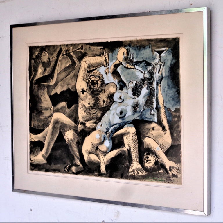 After Pablo Picasso, Lithograph with Pochoir, Bacchanal 1955 For Sale 5