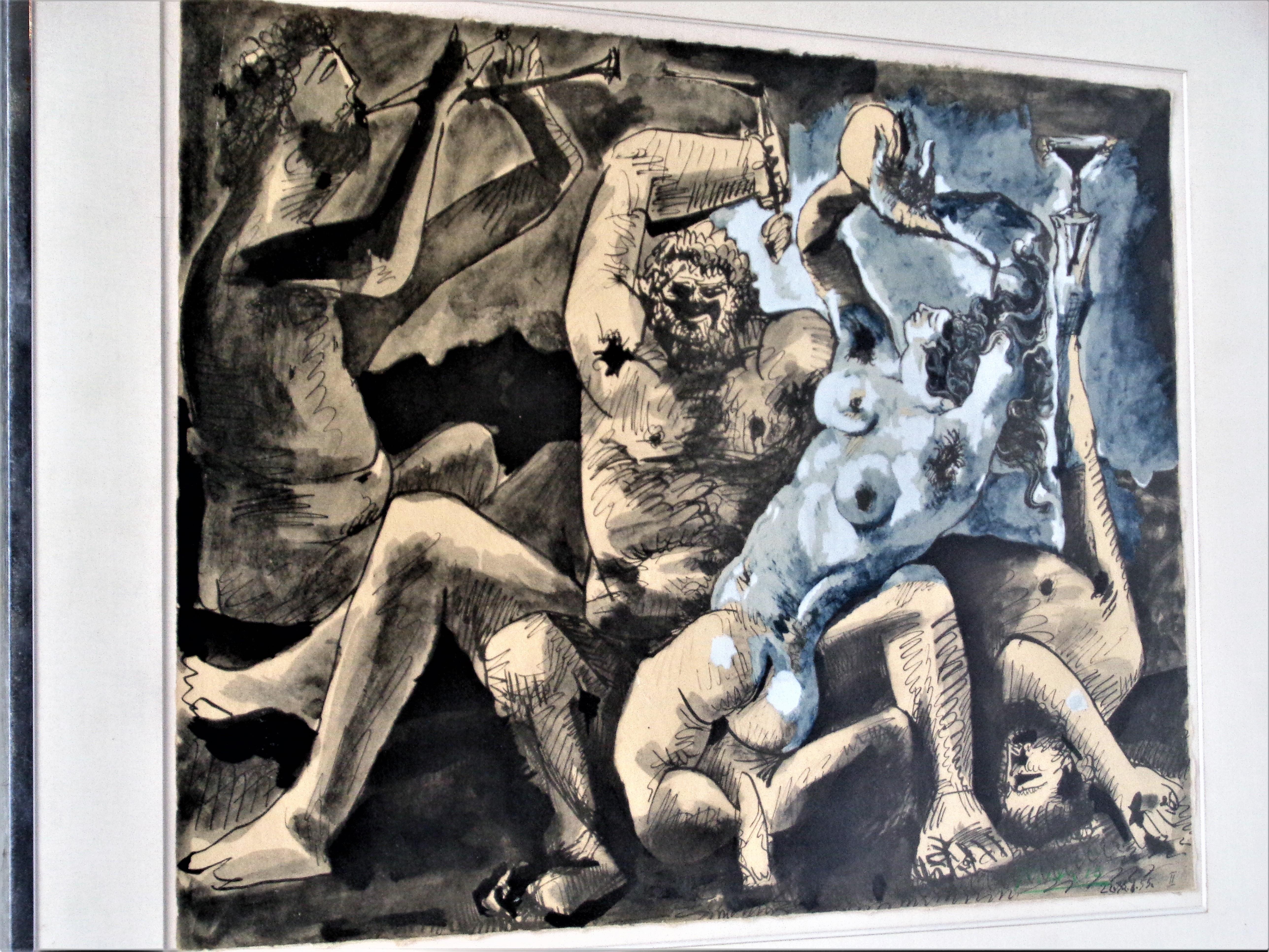 After Pablo Picasso, Lithograph with Pochoir, Bacchanal 1955 6
