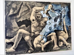 D'après Pablo Picasso, Lithographie avec Pochoir, Bacchanal 1955