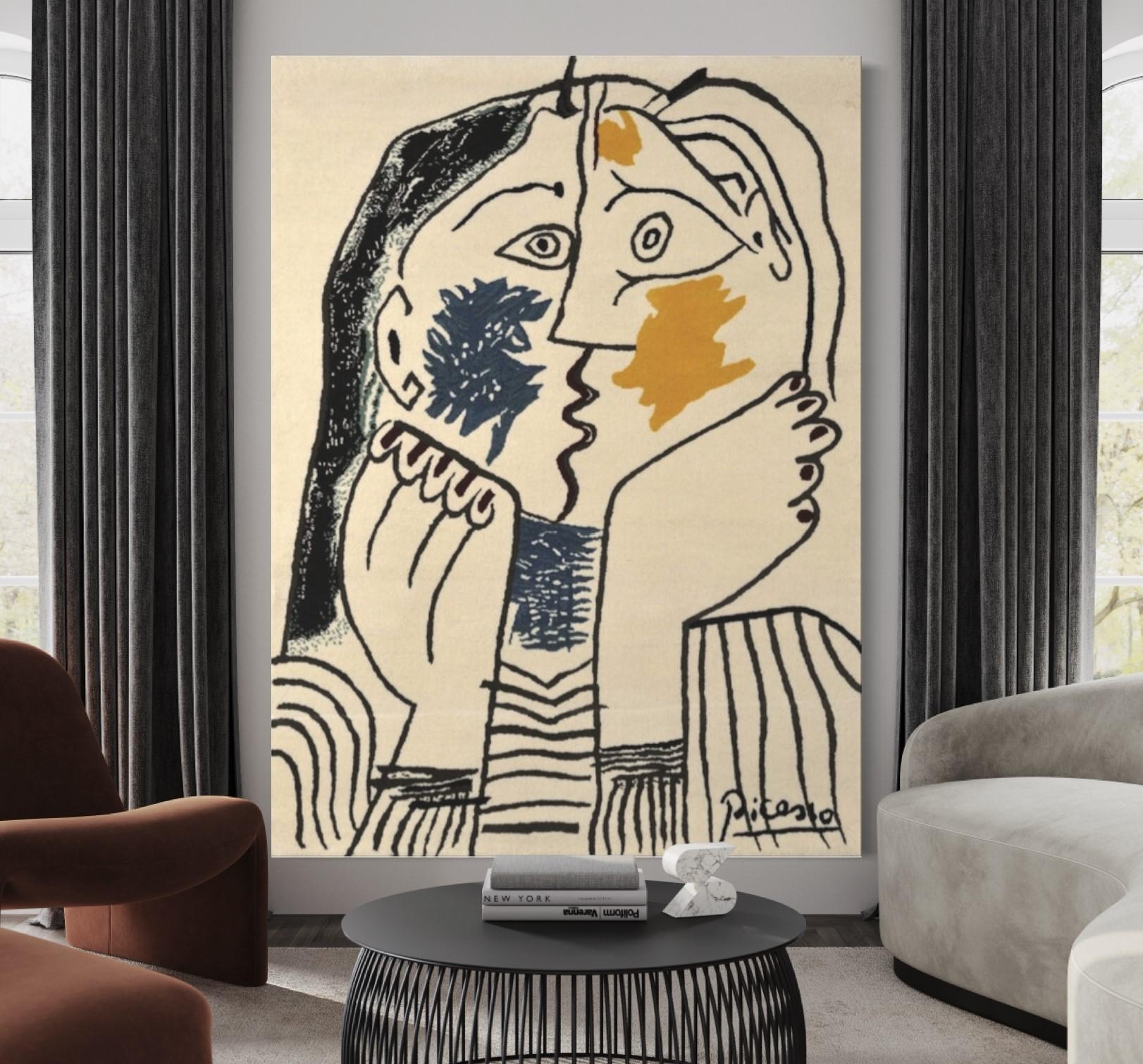 Pablo Picasso, Le Baiser, Wool Tapestry, Limited Edition, Contemporary Art For Sale 8