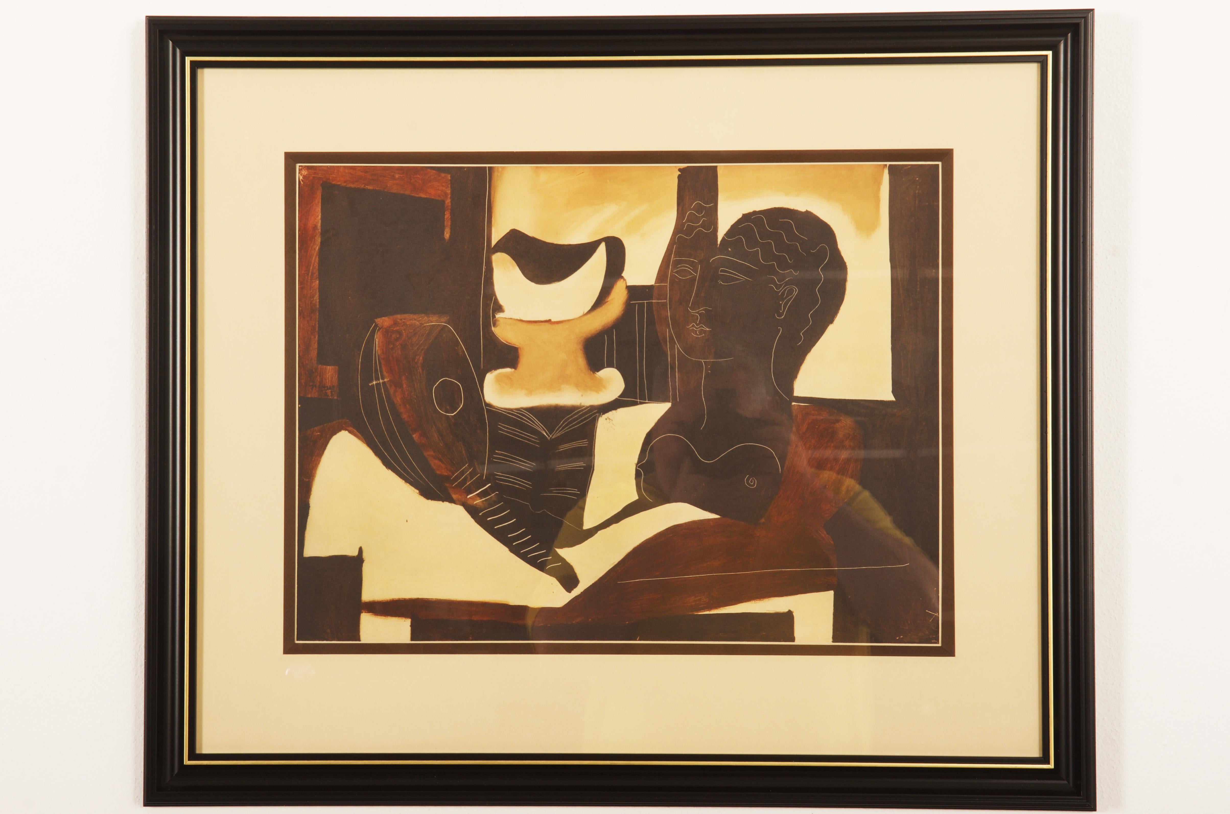 After Pablo Picasso ''Nature Morte a la Tete Antique'' (Still Life with an Antique Head) 1930s Screenprint 52 x 40cm Sheet. Done after a painting executed in 1925 and published by Max Jeffe Wien. Framed 62'x73cm. Publisher: S.P.A.D.E.M., Paris,