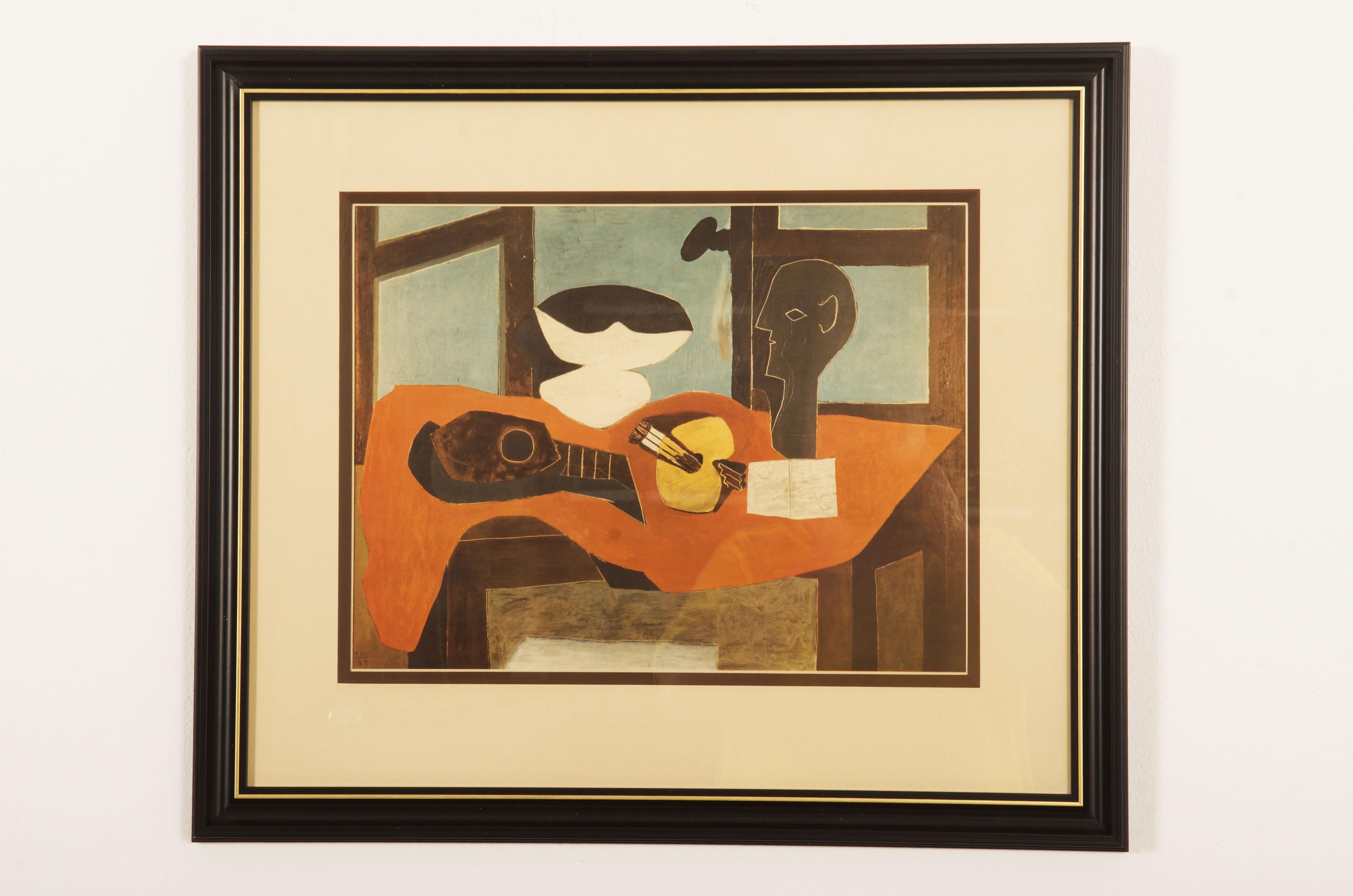 After Pablo Picasso ''Nature morte avec buste et palette'' 1930s Screenprint 37 x 47cm Sheet. Done after a painting executed in 1920s. Framed 59x68cm.