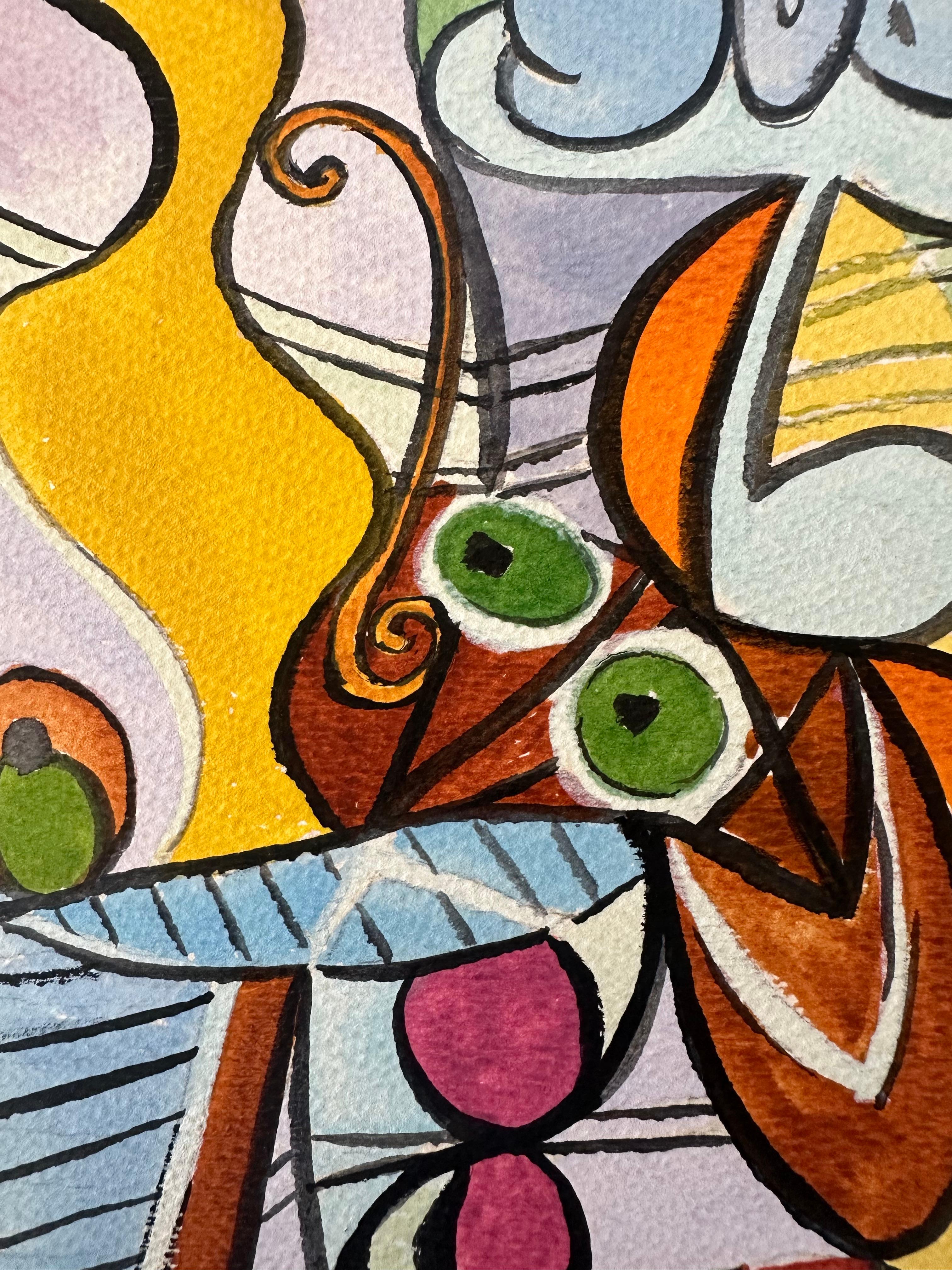 Kubistisches Stilleben – Painting von (after) Pablo Picasso