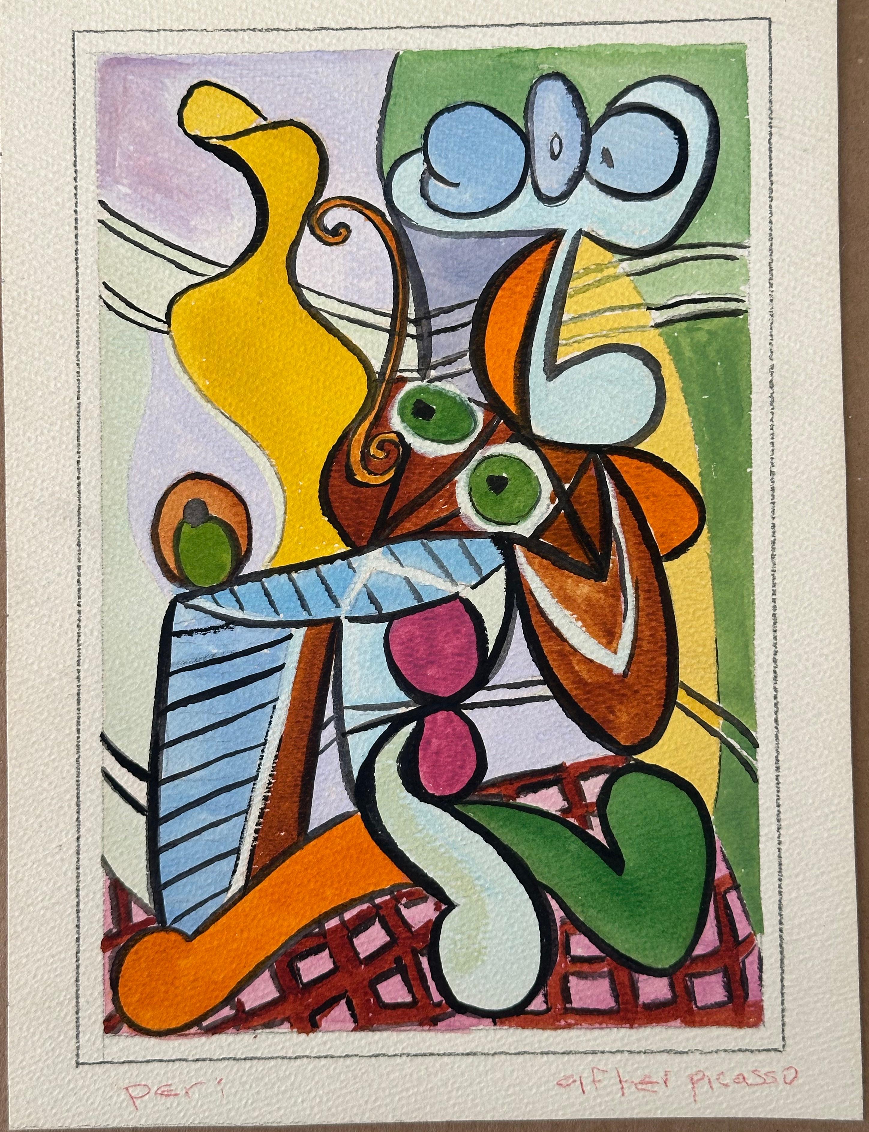 (after) Pablo Picasso Still-Life Painting - Cubist Still-Life