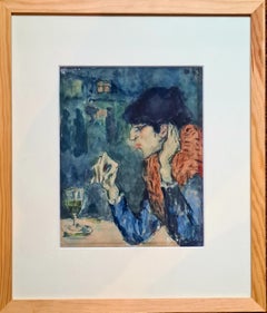 Der Absinthtrinker: Expressionistisches Kunstwerk aus der Mitte des 20. Jahrhunderts nach Picasso