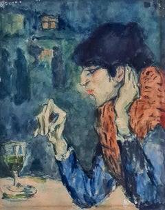 Der Absinthtrinker: Expressionistisches Kunstwerk aus der Mitte des 20. Jahrhunderts nach Picasso