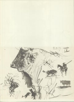 1959 Pablo Picasso 'Bull Study' Lithograph