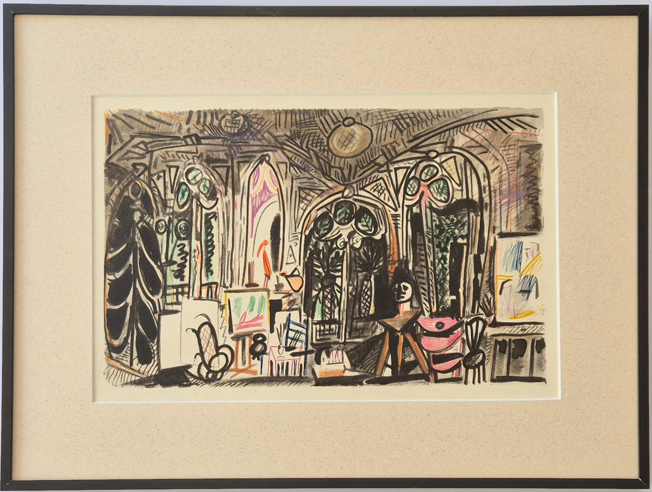 (after) Pablo Picasso 
Atelier la Californie, Cannes from Edition Cercle D'Art France, 1960
Original Limited Edition Collotype on Arches paper
Unsigned
One of Edition 1500, unnumbered
Printed by Imprimerie Duval
Published by Éditions Cercle d'Art,