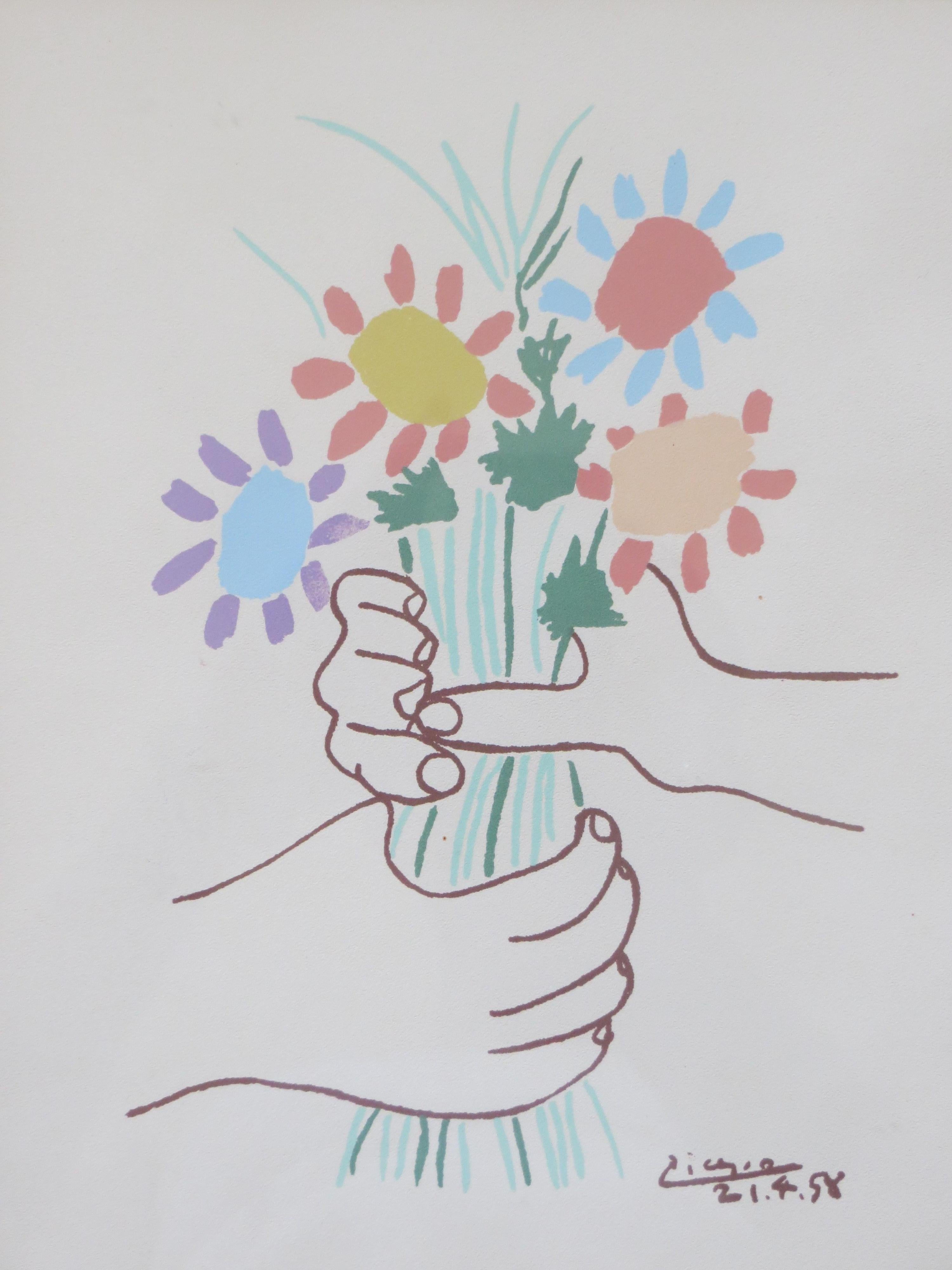 After PABLO PICASSO  Colorful Flowers 1958 - Print by (after) Pablo Picasso