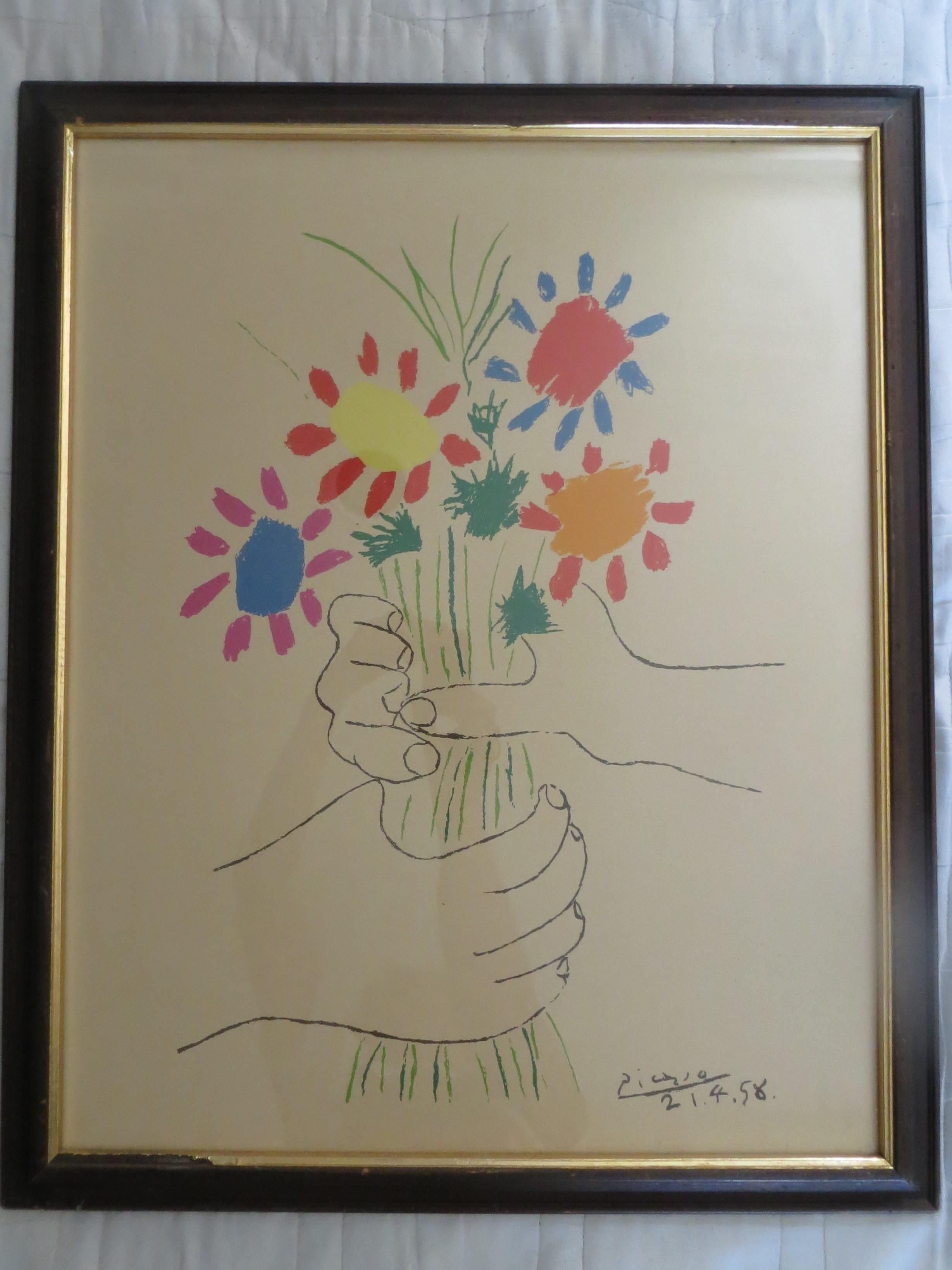 After PABLO PICASSO  Colorful Flowers 1958 - Cubist Print by (after) Pablo Picasso