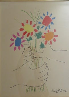 After PABLO PICASSO  Colorful Flowers 1958