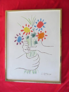 After PABLO PICASSO  Colorful Flowers 1958 
