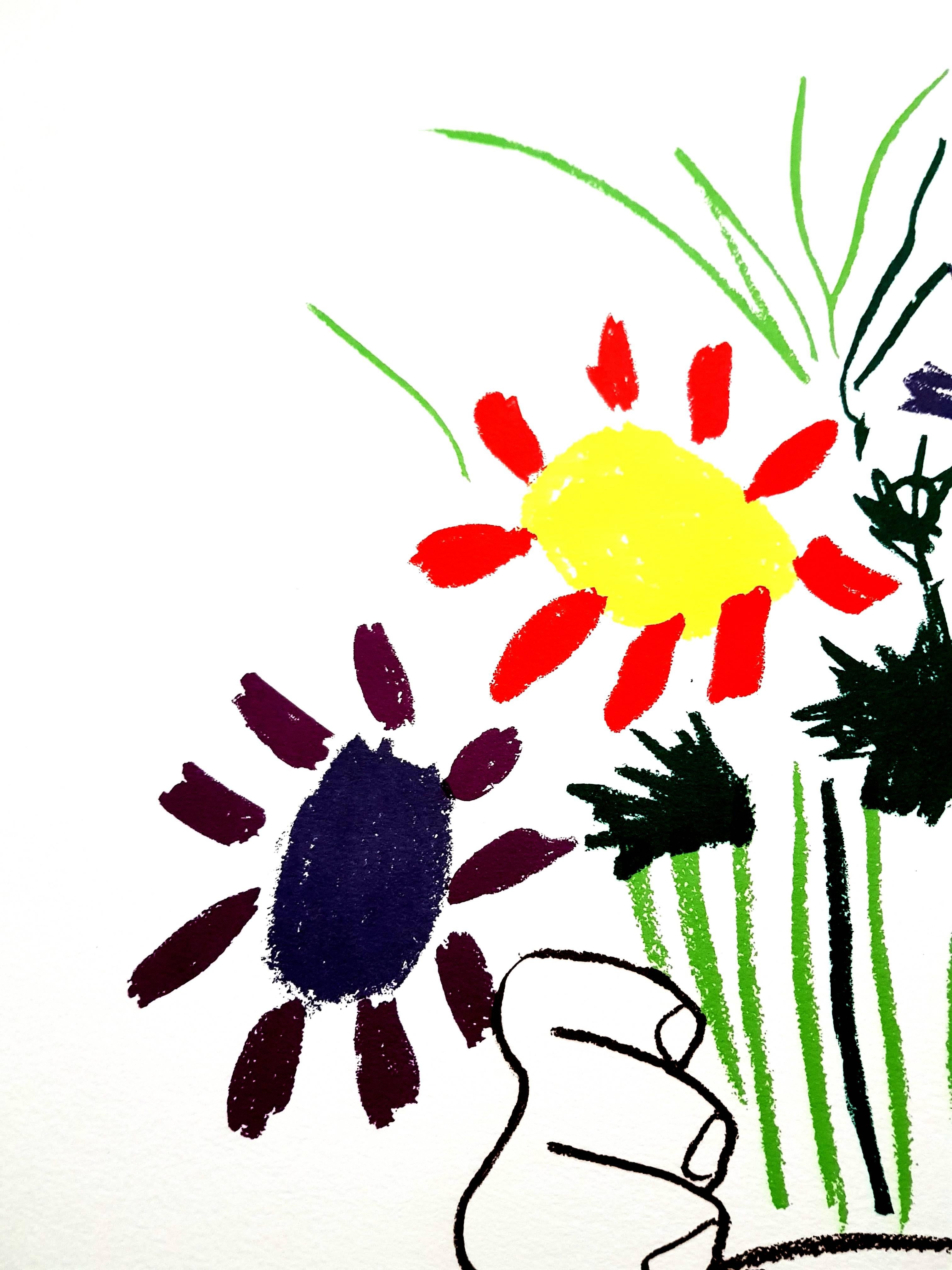 Nach Pablo Picasso – Bunte Blumen – Lithographie im Angebot 2