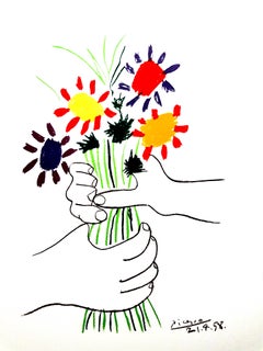 After Pablo Picasso - Colorful Flowers - Lithograph