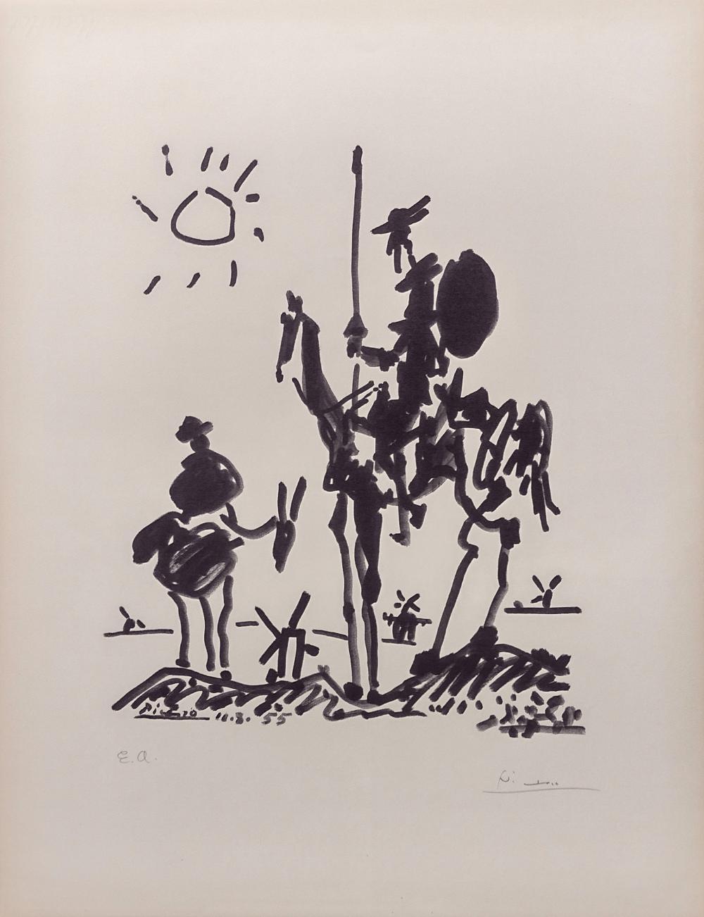 (after) Pablo Picasso Figurative Print - AFTER PABLO PICASSO 'DON QUIXOTE - 1955, SIGNED & NUMBERED LITHOGRAPH