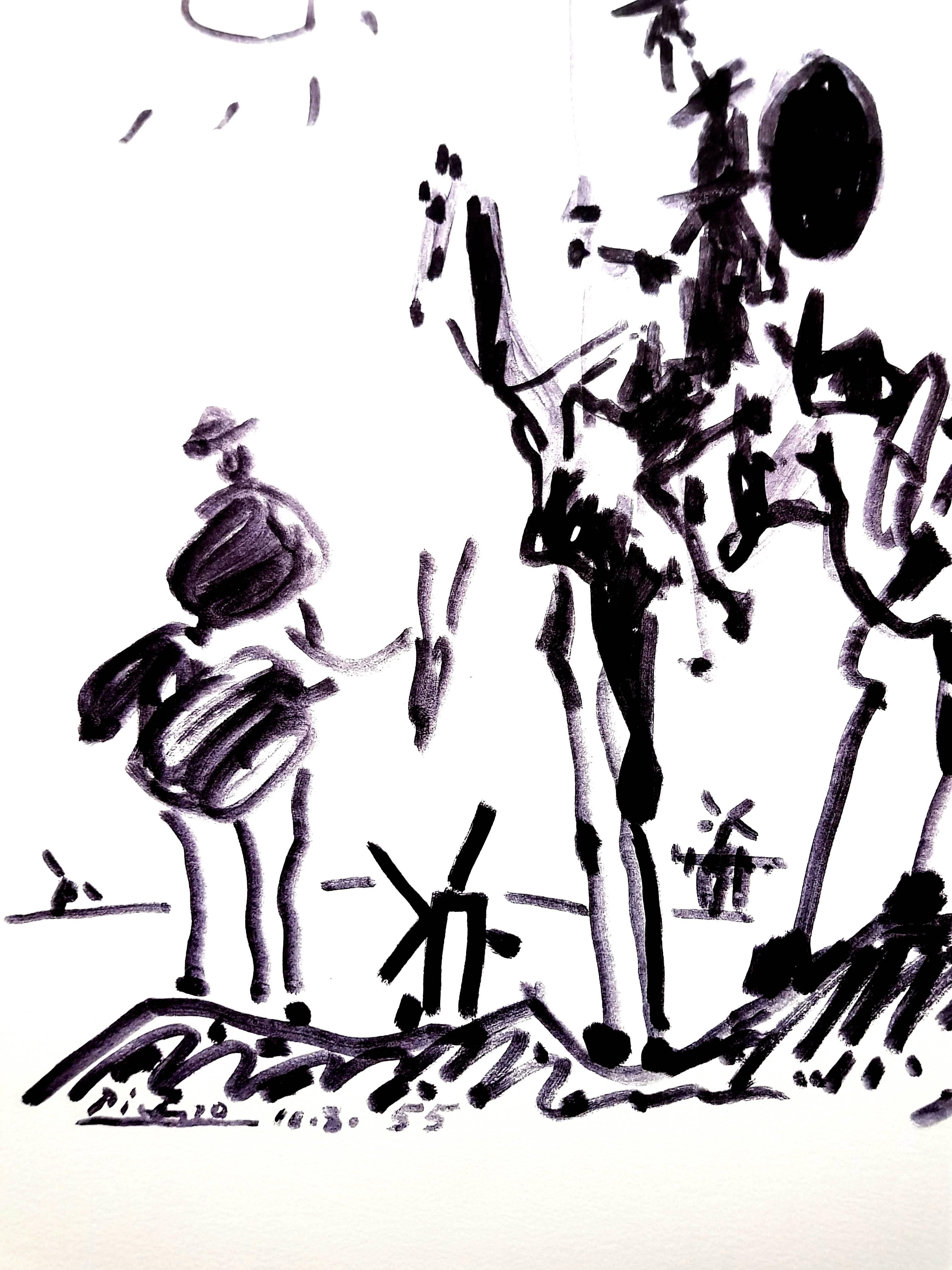 After PABLO PICASSO (1881-1973)
Don Quixote
1955
Dimensions: 65 x 50 cm
Printed signature and date
Edition Succession Picasso, Paris (posthumous reproductive edition)
Editions de la Paix