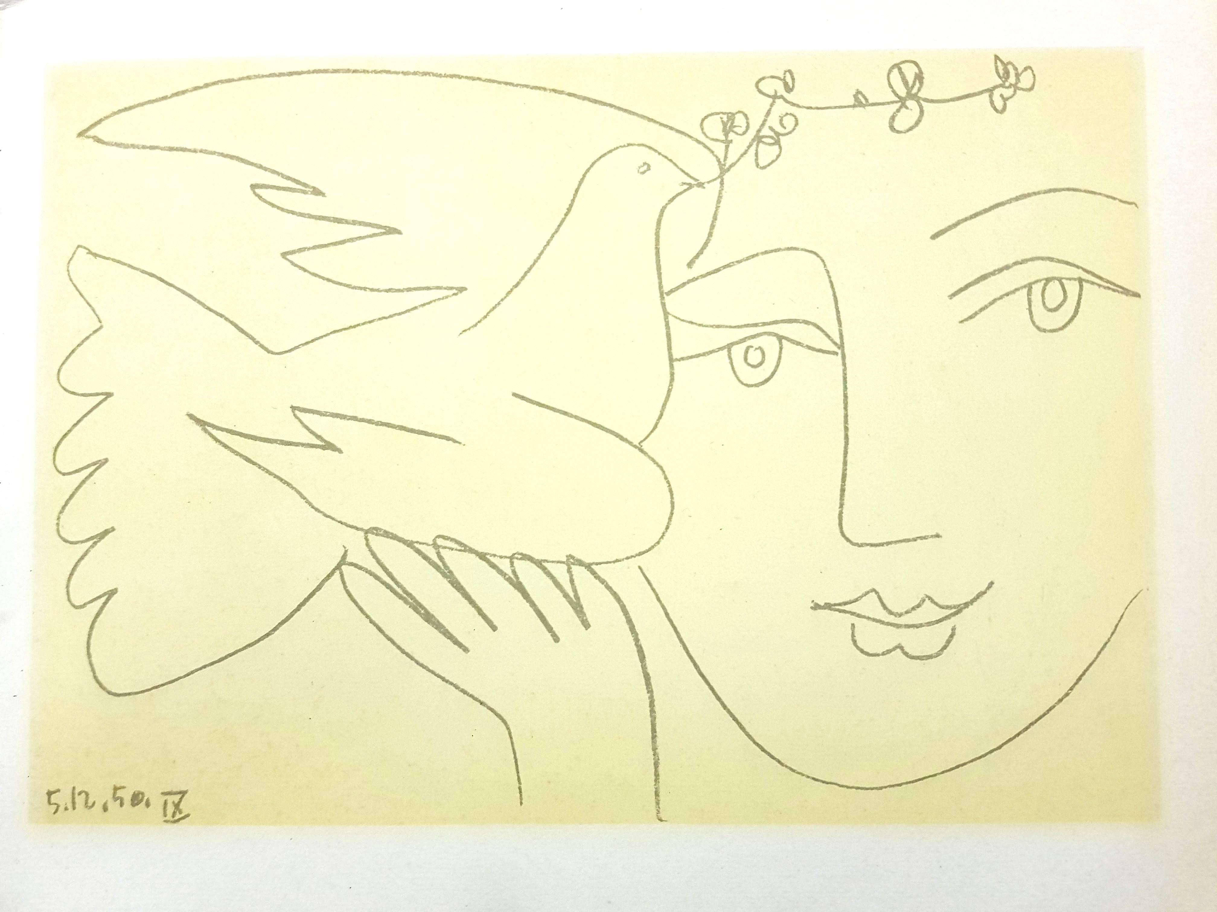 (after) Pablo Picasso Figurative Print – (Nach) Pablo Picasso – „Das Gesicht des Friedens“ – Lithographie