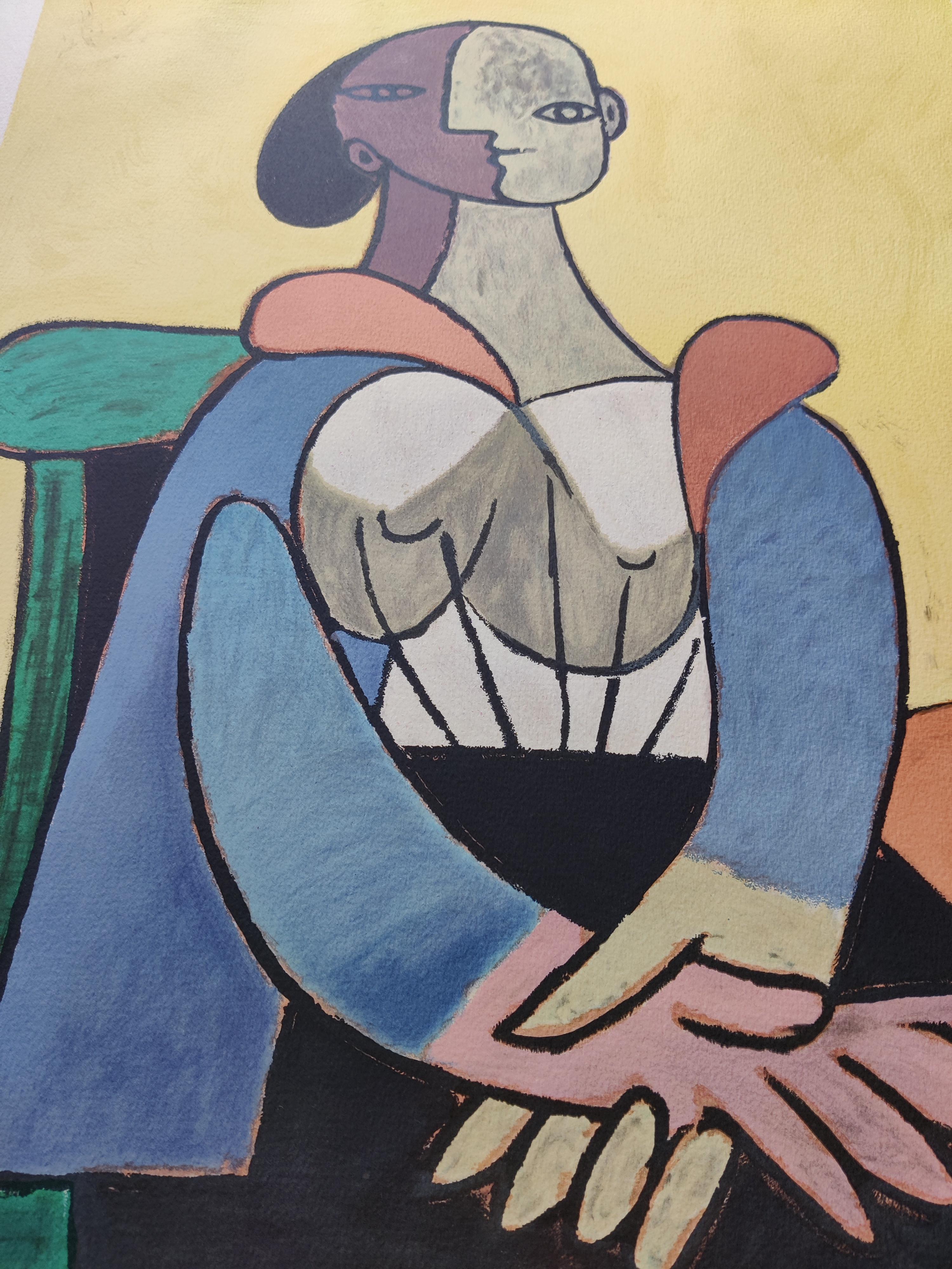 (after) Pablo Picasso -- Femme A La Chaise Sur Fond Jaune en vente 1