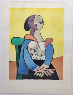 (after) Pablo Picasso -- Femme A La Chaise Sur Fond Jaune
