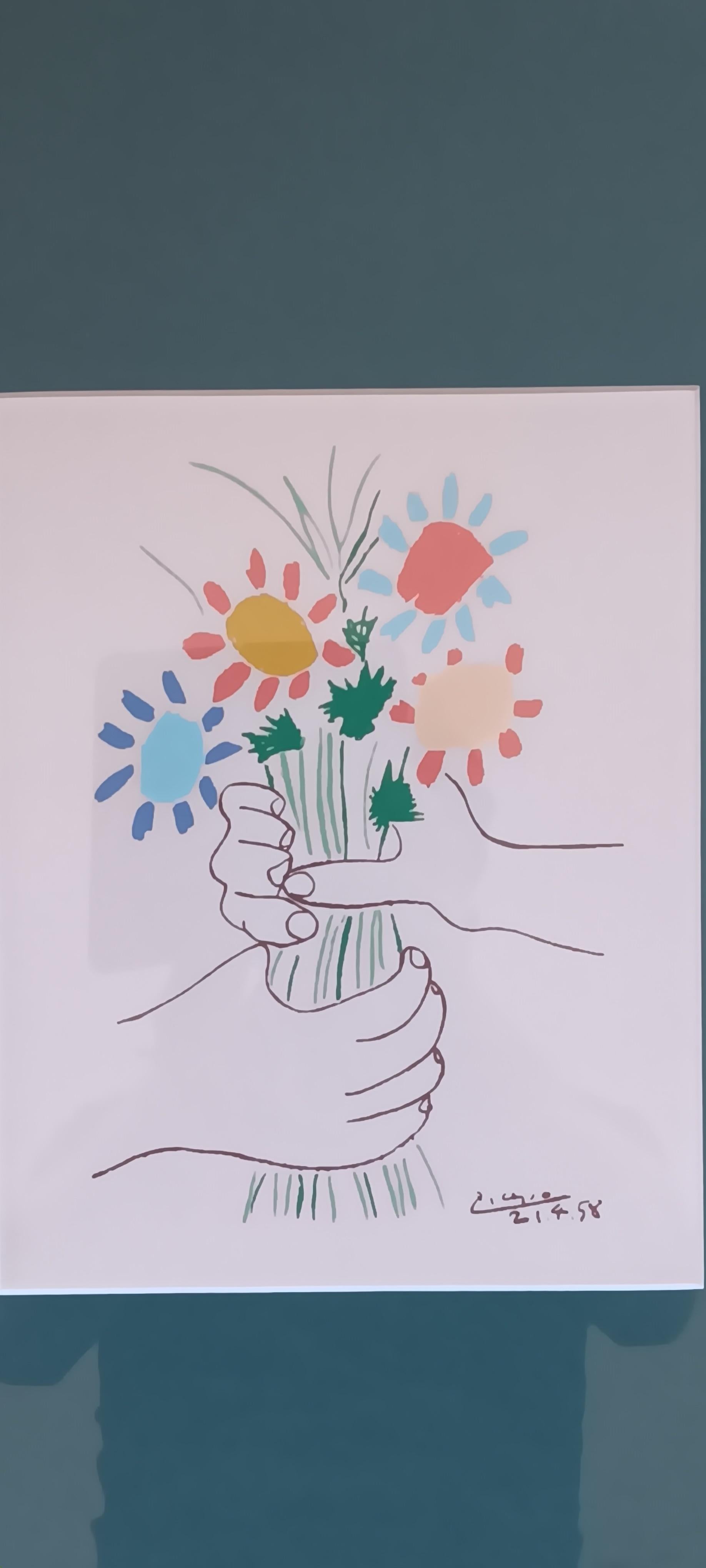 picasso hand and flowers